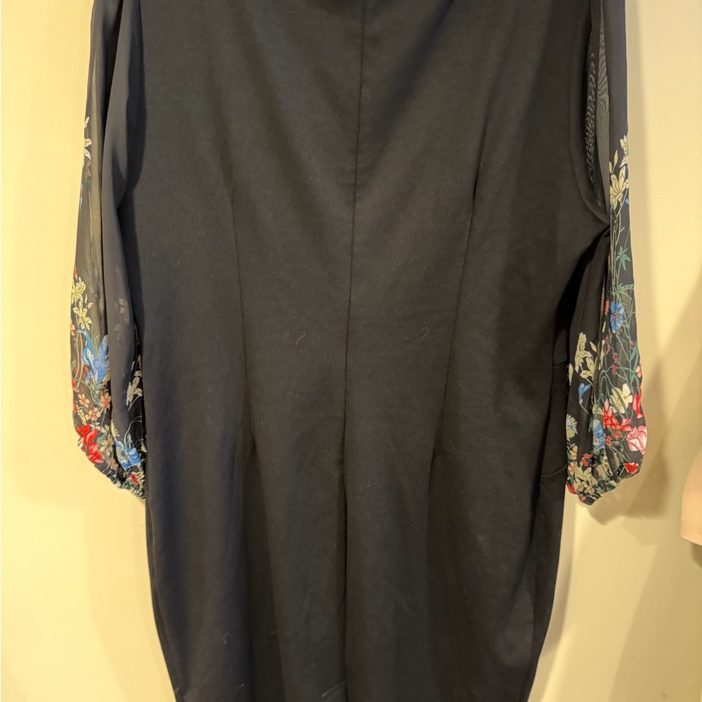 Elegant Black Dress with Floral Sleeves